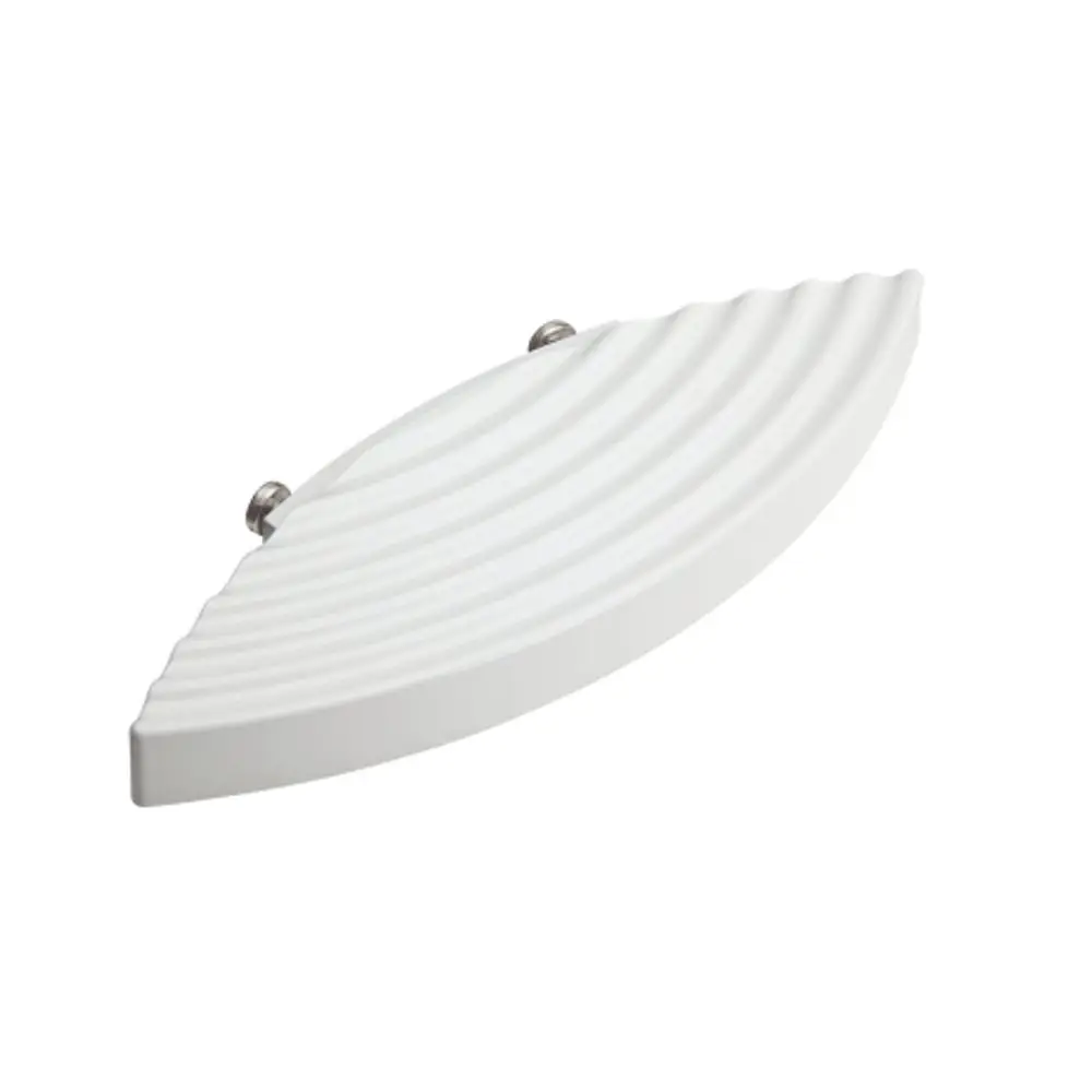 Weiße Seifenablage mit wellenförmiger Oberfläche, montierbar, von Hansgrohe. Eignet sich zur Befestigung in Duschbereichen zur Halterung von Seife und Duschzubehör.